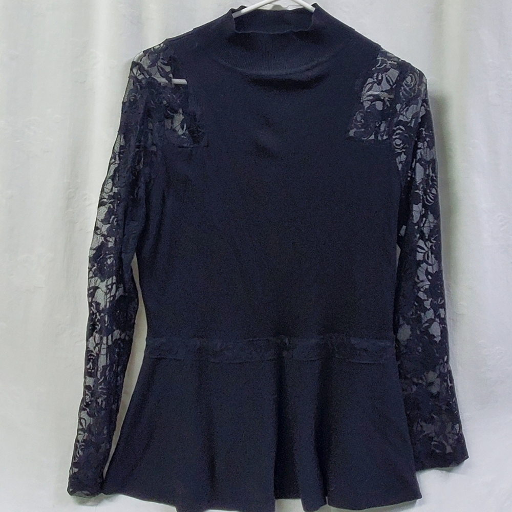 INC International Concepts Womens Black Lace Whimsygoth Witchy Romantic Top Lg - Picture 4 of 8
